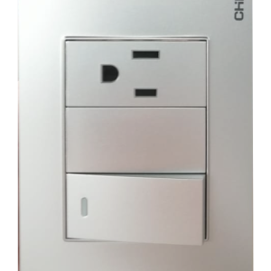 Switch + tomacorriente  silver  15amp chint